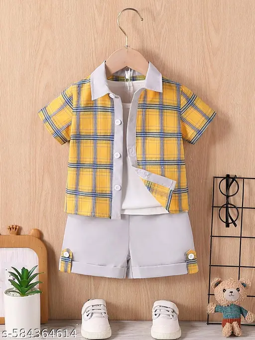 Infant Plaid Vest Shorts Set