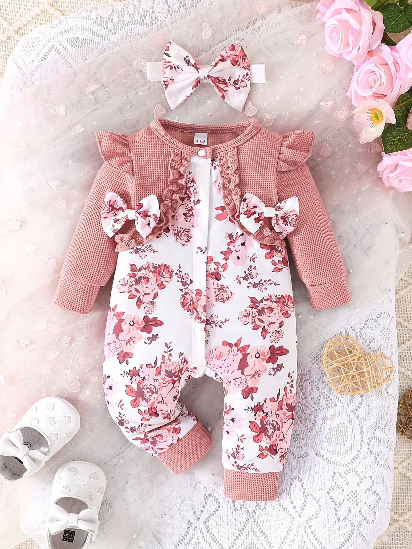 Newborn Pink Floral Romper Set