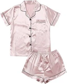 Sleepwear Pink Satin Shorts Set