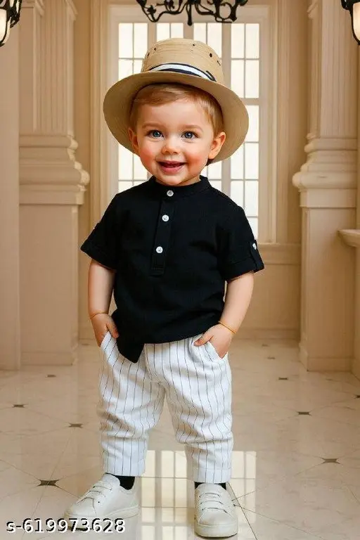 Toddler White Collared Shirt with Dungarees